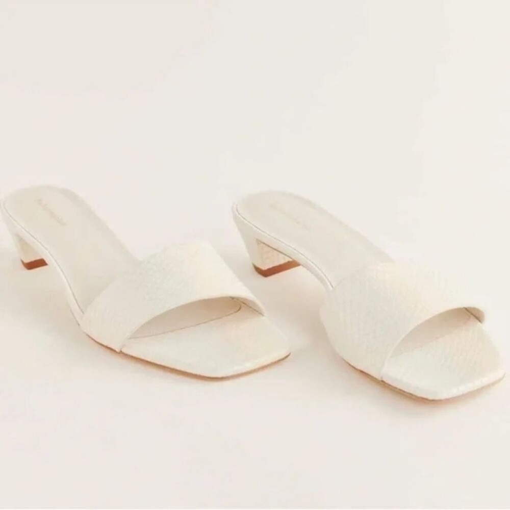 Reformation Christina Elegant White Slip-On Low Heel Sandals for Women